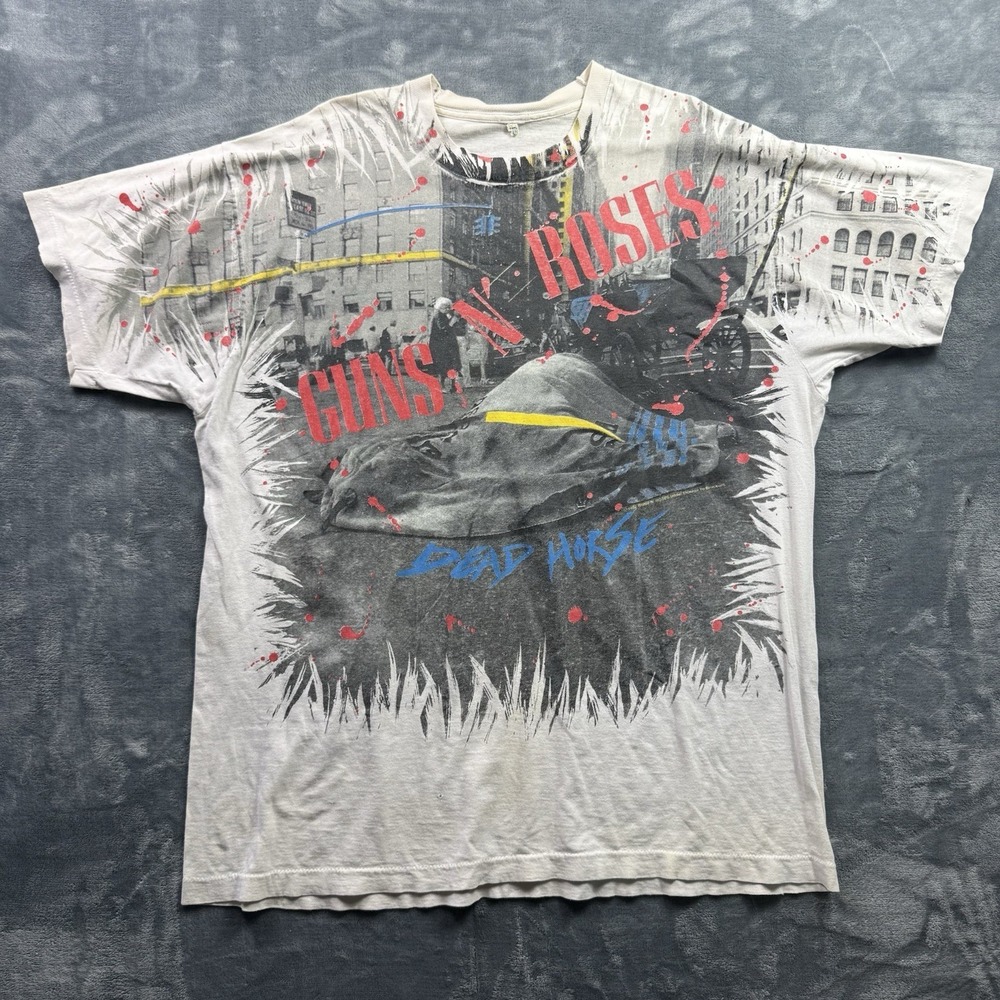 Guns N Roses 1992 Dead Horse AOP band T-shirt Distressed Vintage Band Tee XXL - Picture 1 of 9